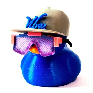 Vipers Ducky - 3D Printed Blue Duck with Pit Vipers Sunglasses & Flat Bill Logo Hat Unique Quirky Accessory United States Made