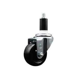 Hard Rubber Swivel Expanding Stem Caster w/3" x 1.25" Black Wheel and 1-3/8" Stem - 275 lbs Capacity/Caster - Service Caster Brand