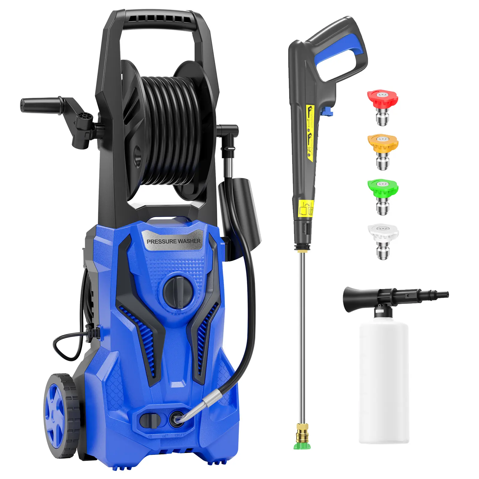 4200PSI MAX 2.5GPM Home Electric Pressure Washer, Portable Power Jet Cleaner Equipped with 25FT Reinforced High Pressure Hose, Full Nozzle Set, Foam Cannon and Soap Tank for driveway, fence, car wash, home, outdoor, sidewalk, window, porch