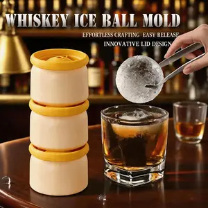 Ice Ball Molds - Set of 3, Round IceCube Molds, 2.5-Inch Spherical IceCubes for Whiskey, Cocktails,Bourbon Cocktail Ice Cube MoldKitchen Utensils
