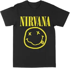 Nirvana Smiley Face Vintage Band T-Shirt, Grunge Rock Graphic Tee, Retro 90s Music Streetwear Shirt for Men Women