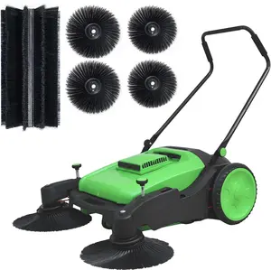 Summervibes 43" Walk-Behind Hand Push Floor Sweeper | 15-Gal Large Capacity, Folding Handle, 46000SqFt/Hour Ideal for Large Area Cleaning in Stores Farms stable Indoor&Outdoor Use