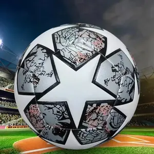 Standard Size 5 Soccer Ball Durable Machine-Sewn Wear-Resistant PU Leather Construction,Suitable for Children and Adult Football Training, Football Balls, Soccer Training Equipment