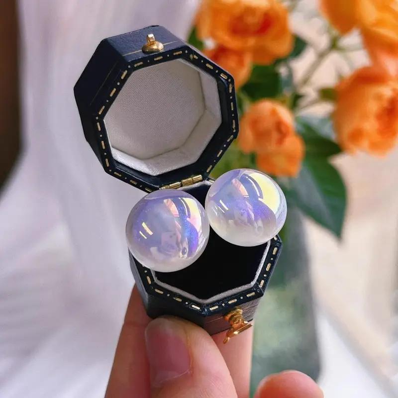 Starry Mabel 0.6" Large Pearl Earrings - S925 Sterling Silvery, Magic Finish, Perfect for Sports Fans