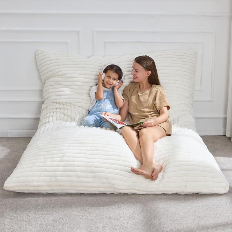 【Hobestluk】3 in 1 Giant Bean Bag Chairs Convertible Bean Bag Floor Cushion with Machine Washable Cover, Beanbag Chairs for Adult - 56"D x 76"W x 7"H