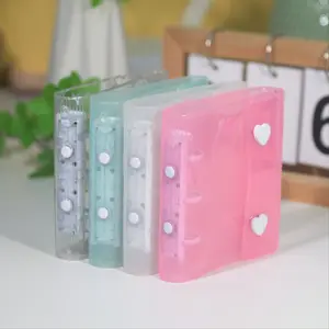 A8 Heart-Shaped Dual Buckle Sparkling Notebook Set, Multifunctional Stationery, 3-Hole Diary Book, Star-Chasing Small Card Storage Album, Includes 10 Single Compartment Pockets