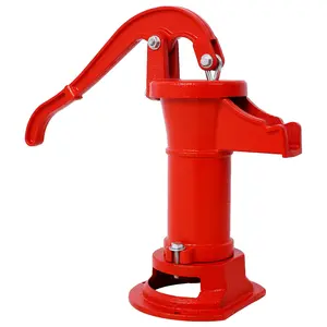 Operated 25 ft. Antique Pitcher Hand Water Pump, Red Heavy Duty Industrial