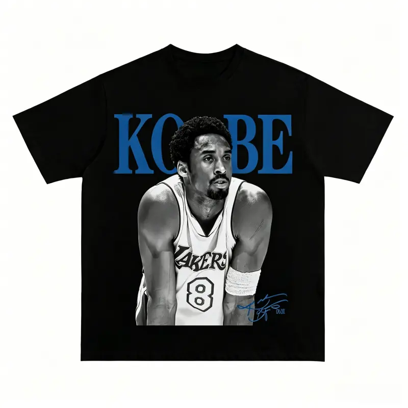 Men's Unisex Kobe Bryant Graphic Print Short-Sleeve Crew Neck T-Shirt, Fashion Vintage Basketball Retro Tee, Breathable Fabric, White/Blue Options, 67 Christian Clothing, Soulja Boy Outfit, Gorlock Destroyer, Silverfish Clothes