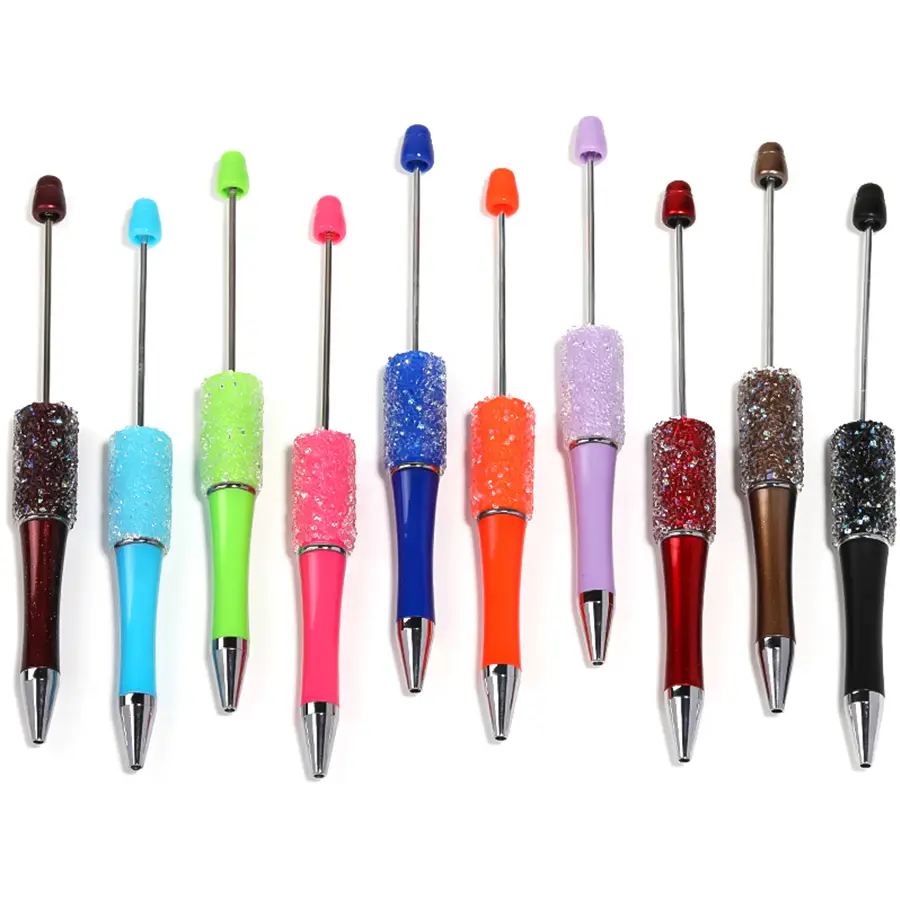 【A1】Qty 5 sugar pen/ Hand painted bead rubber scrub acrylic round bead handmade pendant beaded