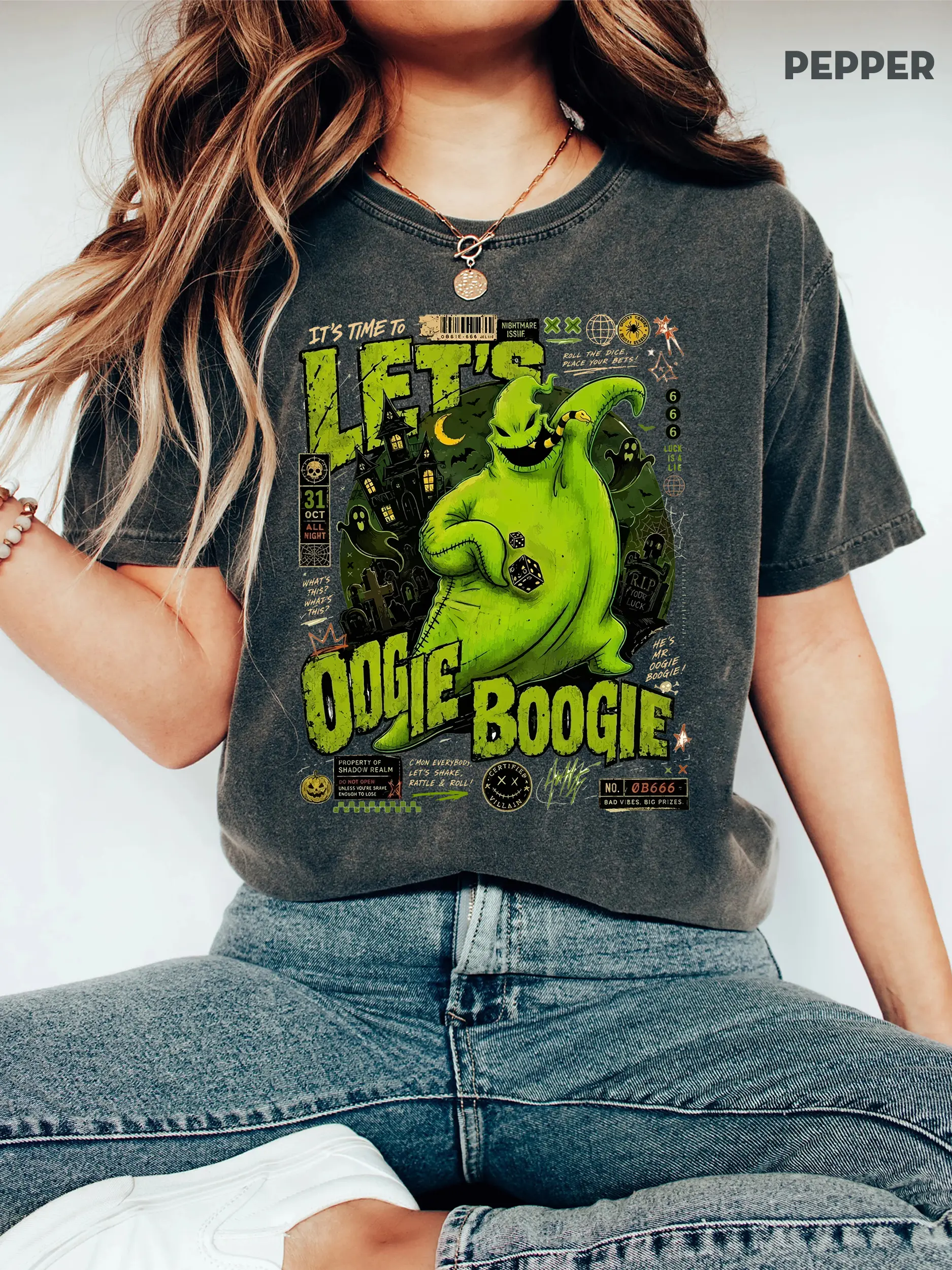 Comfort Colors Vintage Let's Oogie Boogie Halloween Nightmare Spooky Season Shirt, Preppy Coquette Horror Movies Tee