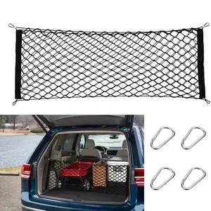 55“*16” Double-Deck Cargo Net for Pickup Truck Bec - Truck Bed Net for Trunk Organizers and Storage Additional with 4 Metal Carabiner Buckles