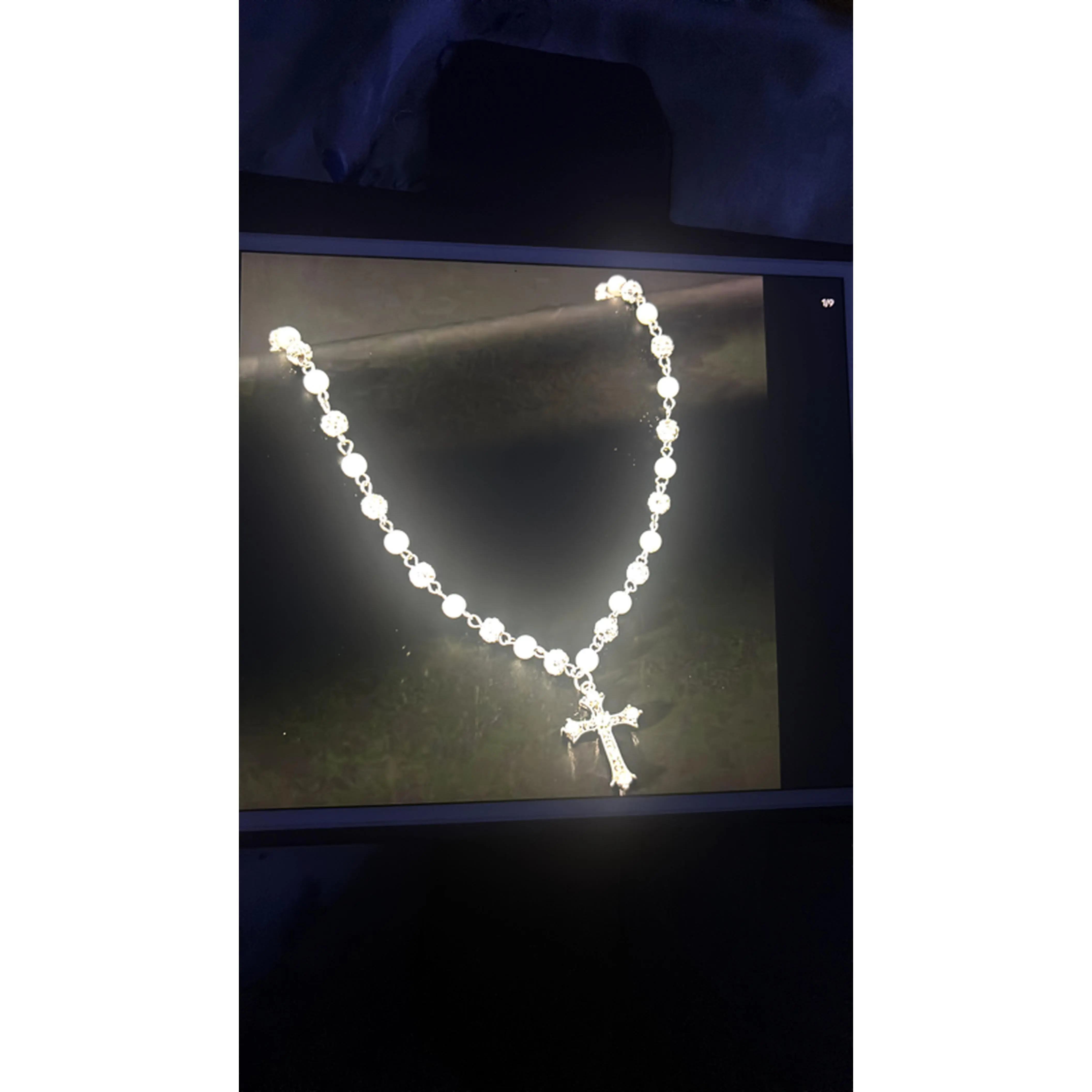 Elegant Cross Necklace with Beaded Chain for Women's Fashion Accessory