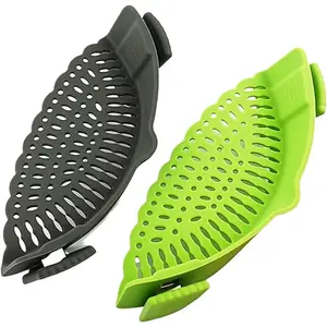 2 Pack Clip-On Silicone Strainer for Ramen Noodles & Pasta - Foldable, Fits All Pots & Pans, Dishwasher Safe, Heat Resistant