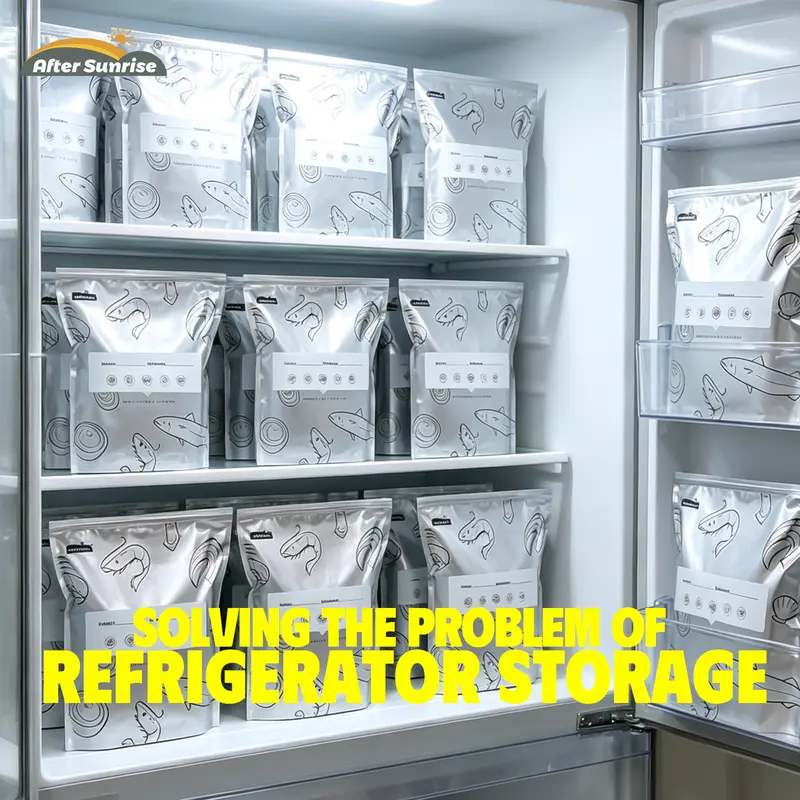 【Refrigerated Food】Reusable Aluminum Foil Sealable Storage Bags, Aftersunrise 2026 New Resealable Vacuum Zipper Pouches for Food, Stand Up Foil Sealable Bags with Label and Zip Lock for Vegetable Fruit Meat