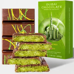 Yelgna & Moust Viral Dubai Chocolate Bar 7.05oz - Pistachio Kunafa Milk Chocolate with Pistachio Cream & Crispy Kataifi Halal Snack