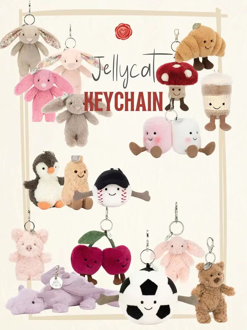 Cute Plush Character Keychain – Kawaii Stuffed Animal Bag Charm for Backpack, Handbag, Purse, Car Keys & Travel Bags, Adorable Accessory for Women, Girls and Kids