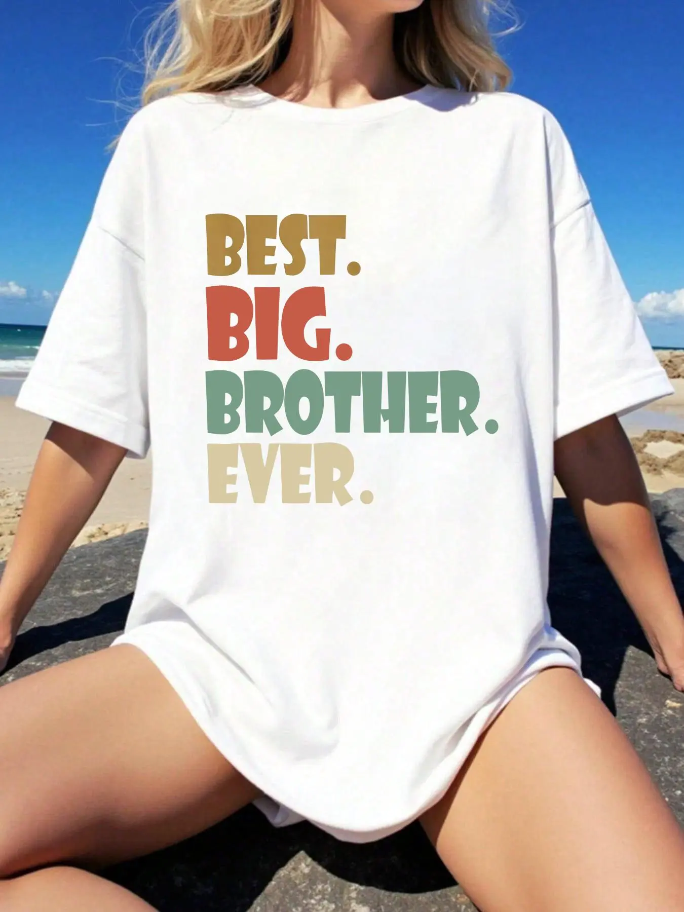 100% Cotton Best Big Brother Ever Shirt Older Sibling Teenager For Boys T-Shirt, Men's Women's Shirt Top, Short Sleeve Tops Crewneck Tshirt