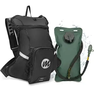 Moman Hydration Backpack with 2L Water Bladder 600D PU Durable Hiking Backpack, Adjustable Strap & Removable Tool Pouch for Hiking/Running/Cycling/Music Festival​/Rave