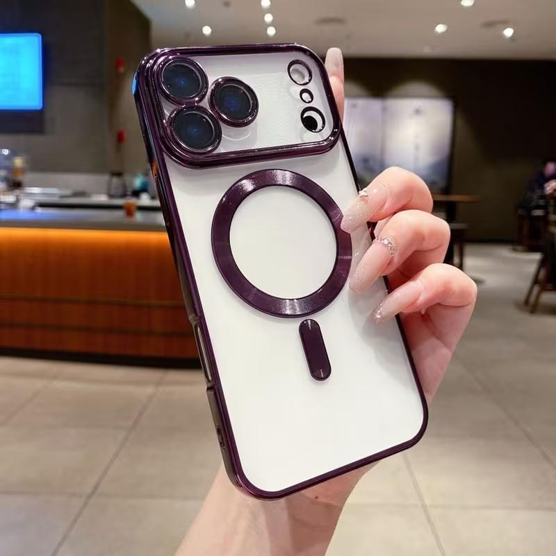 Premium Magnetic Wireless Charging Phone Case for iPhone 11 12 13 15 16 17 Pro Max & Air Plus with Camera Lens Protection Shockproof Clear Soft Cover