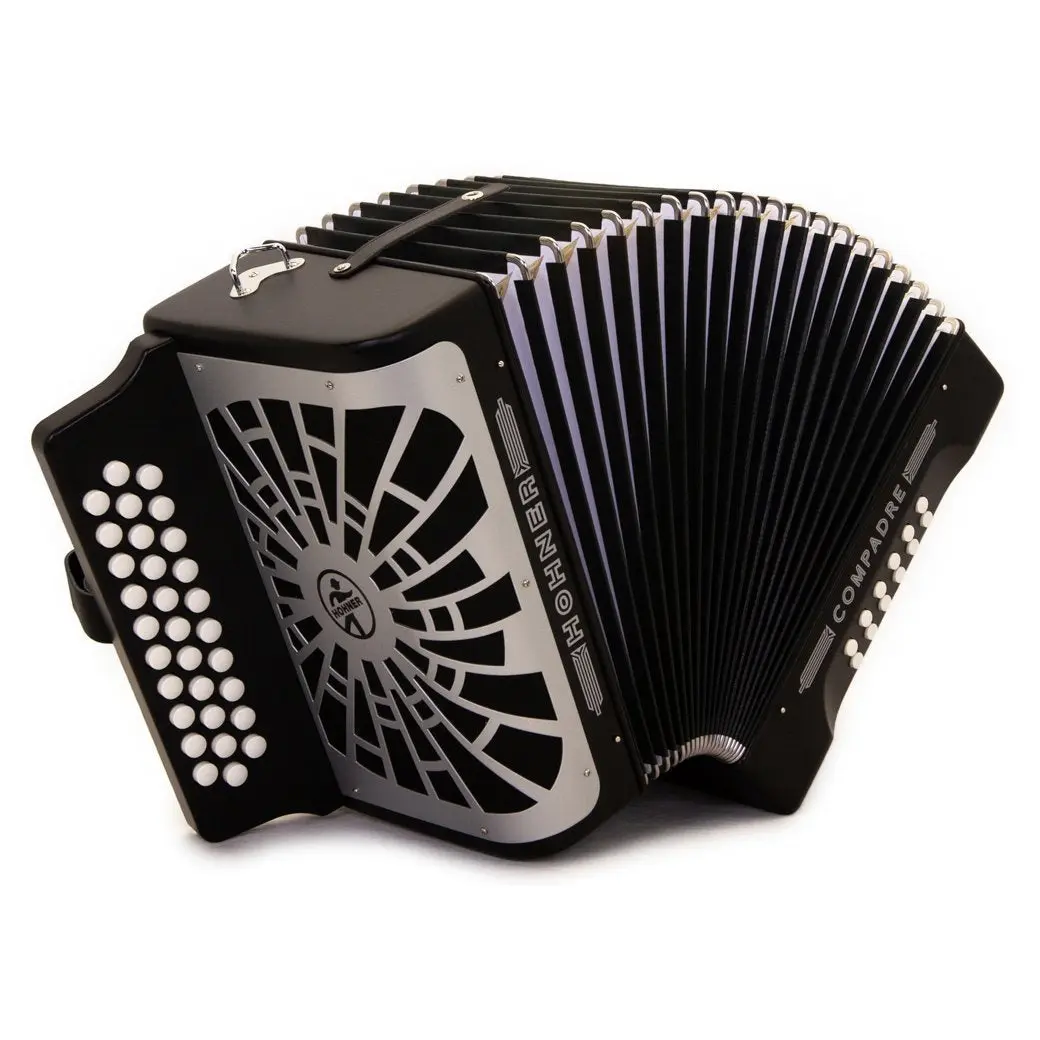 Hohner Compadre Acordeón SOL Negro Mate con Parrilla Gris