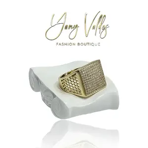 Men's Gold Plated Ring with Sparkling Design Men's Ring Gold Plated Jewelry Accessory