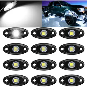 12 Pods White led Rock Lights  IP 68 for  SUV Underglow Lights Neon Trail Rig Lamp Lighting for   ATV UTV (White)