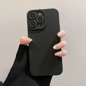 Solid Color Phone Case, Full Body Shockproof Phone Protective Cover, Phone Accessories Compatible with iPhone 11 12 13 14 15 Pro Max, Shockproof TPU Cover