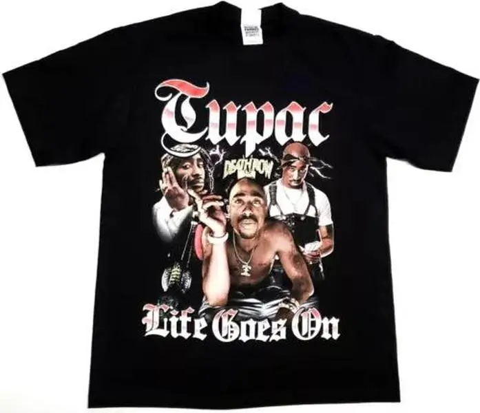 Tupac Shakur T-shirt 2pac Urban Streetwear Hip Hop Rap Men's Tee T-shirt Unisex Crewneck Cotton Black New