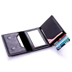 Mens Smart Wallet Card Holder for AirTag: Leather,  RFID Blocking, Slim, Carbon Fiber, Minimalist - 6-9 Card Capacity| ID Window| Cash Slot