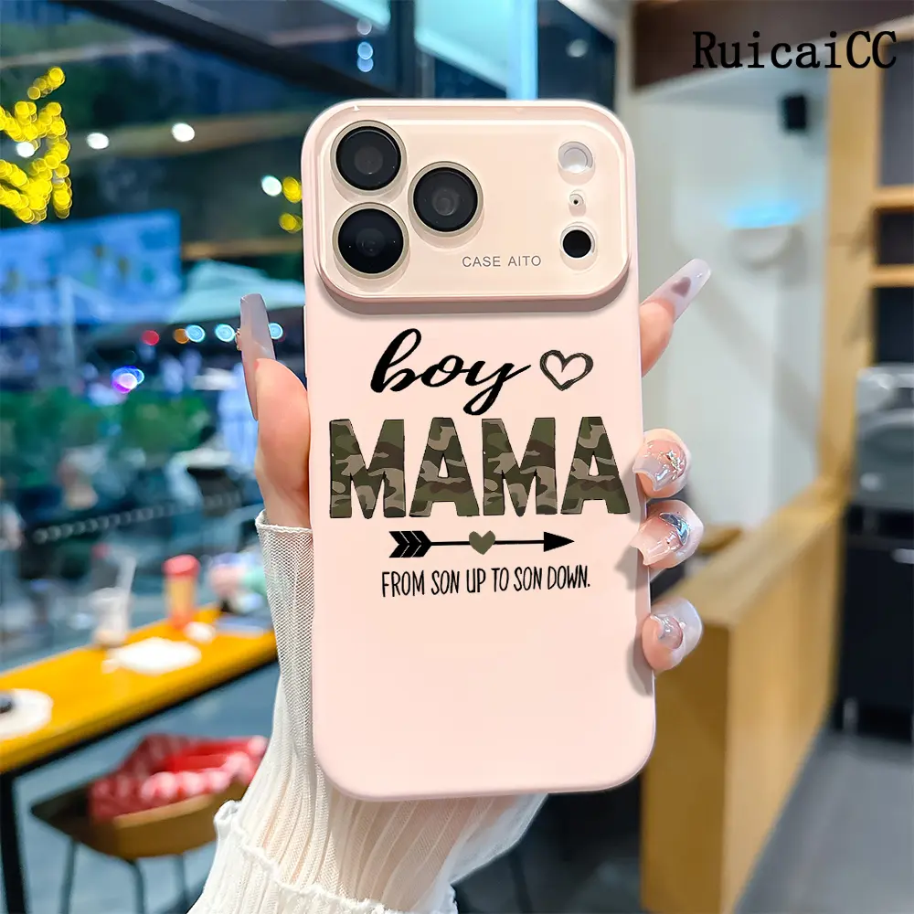 Aesthetic Camo Boy Mama TPU Protective Smartphone Case - Customized Multi-Model Fit for iPhone 17 Pro Max,16,15 Plus,14,13,12 Series, Full Lens Guard Camera Protector, Shockproof, Drop-Resistant Mobile Phone Accessory