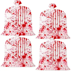 CNhoqc Halloween Lawn Leaf Bags - 4 Pcs Halloween Party Bloody Large Trash Garbage Liners Refuse Strong Lawn Yard Waste Trash Bags Ply Heavy Duty Twist Ties Tear Resistant Self Standing Garden Outdoor