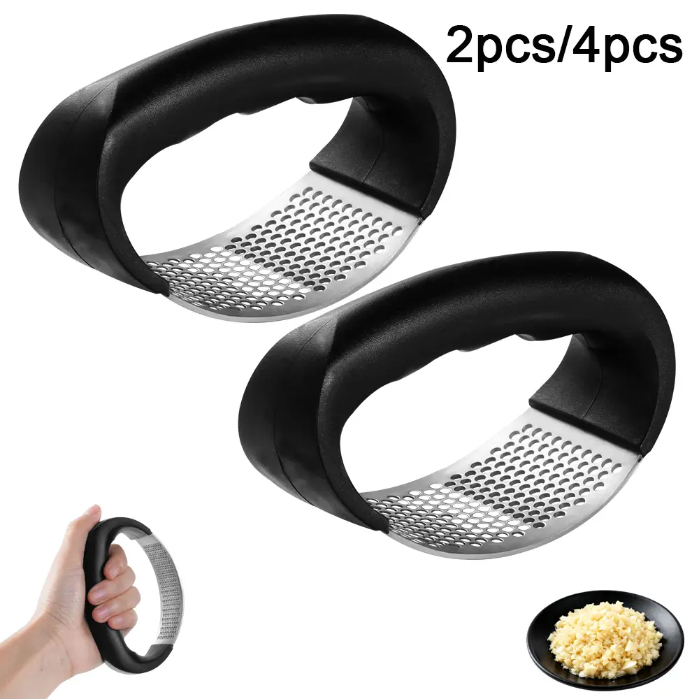 Stainless Steel Garlic Press 2-Pack, Rust-Resistant Easy-to-Clean Durable Kitchen Gadget, Kitchen Supplies for Chopping & Crushing Garlic, Ideal Apartment Kitchenware Utensil, Holiday Gift for Family