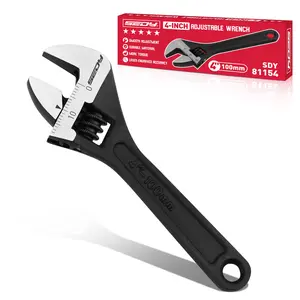 4-Inch Adjustable Wrench, Black Oxide Finish Wide Jaw Spanner with Inch/Metric Scale, Premium Industrial Grade Drop Forged Chrome Vanadium Steel for Automotive Plumbing and Household Repairs