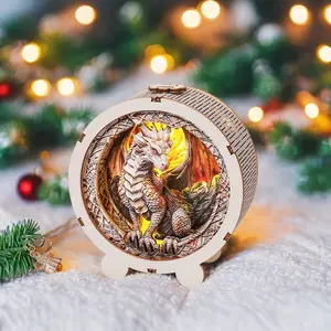 Woodbests 3D Puzzle Nightlight Round-Shaped Wooden Jigsaw Puzzles for Adults DIY Crafts Home Decorations Creative Gifts for Family and Friends 26 Pieces 1 Hour Assembly Time