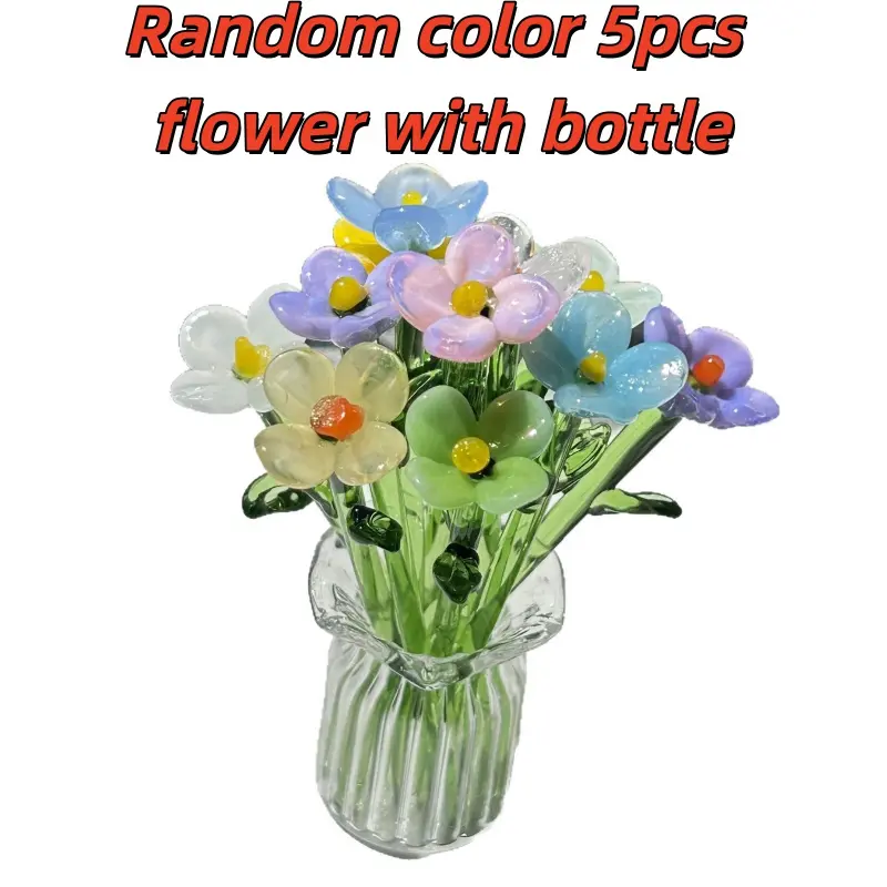 Random 5 flowers with vase