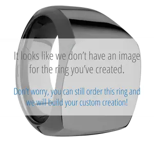 Large Cushion signet ring (18x18mm) in Zirconium, with a Wide style band, a Blue Purple Abalone inlay.