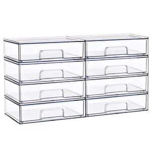 Sorbus Wide Stackable Acrylic Storage Drawers Clear Plastic Organizer Bins for Baby Bottles Makeup Bathroom Vanity Kitchen Countertop Organization Pull-Out Drawer Design for Cabinets Pantry