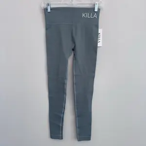 Killa Collection Ribbed Seamless Leggings Blue Gray M High Waist NWT