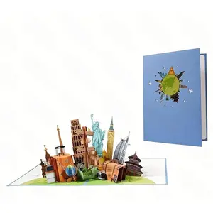 3D Pop-Up Travel Card, Holiday Road Trip Birthday Card, 3D Luggage Gift, Unique Travel Rubber Card for Couples, Friends, Family