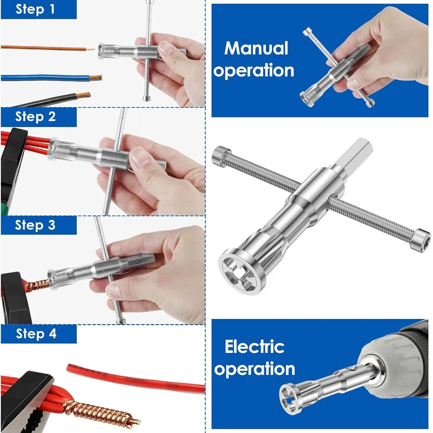 2 Pcs Wire Twister Tool for Drill, Wire Nut Twister Wire Stripper Tool ...