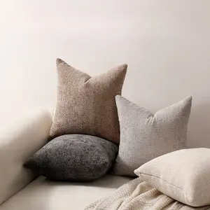 4 Piece Set Luxurious Modern Chenille Knitted Pillow Covers, Sofa Cushion Bed Pillows Without Insert, Home Decor Accessories