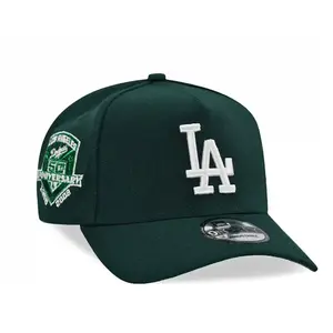 New Era Los Angeles Dodgers 9FORTY A-Frame Cap – 50th Anniversary Green Edition Adjustable Curved Brim Baseball Hat with Embroidered LA Logo, MLB Streetwear Cap for Men Women