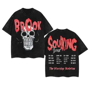 Brook "SoulKing Tour" Washed Oversized Tee – Double-Sided Print One Piece Shirt | Vintage Streetwear Unisex T-Shirt | Heavyweight Cotton Anime Manga Tee | Gift for Anime Fans vintage t-shirt casual menswear style top Snowman Graphic Chill Out T-shirt heav