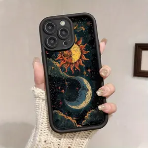 There Are Retro Sun And Moon Design Phone Cases Available for iPhone 17 E Air Pro ProMax iPhone16 15 14 Plus 13 12 Mini 11 X XS XR