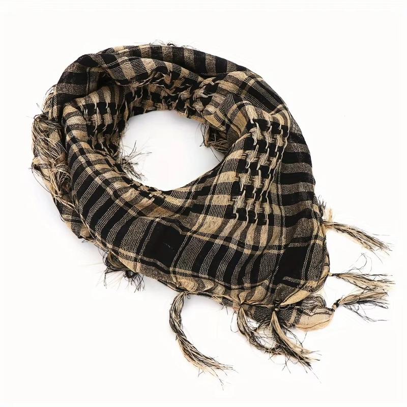 Middle Eastern stylish scarf shawl Keffiyeh Kafiya lightweight military Shemagh men's striped scarf with tassels, soft and warm