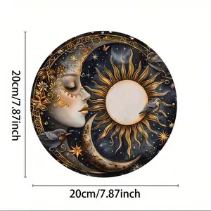 8*8inch 1pc Vintage Sun And Moon Wreath Metal Sign - Rust Proof 8x8 Inch Decor, Suitable For Home, Cafe, Apartment, Restaurant And Living Room - Perfect Mother's Day Gift,Home Decor ,Room Decor,Wall Decor Gifts Birthday Graduation E-I-D