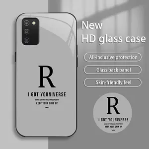 Suitable for [Galaxy A03s] New high-end creative R mobile phone case new business simple tempered electroplated glass mobile phone case affordable anti-fall anti-fingerprint 995