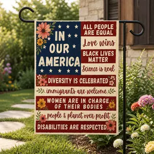 Political Yard Flag, In Our America Garden and House Flag, Anti Trump Female President Democrat Flag,Election Flag,Progressive Politics Flag(Pole, Hooks, Or Fasteners Are Not Included)