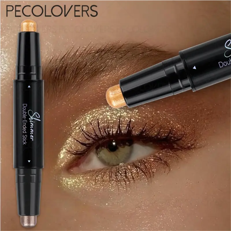 1pc 2-in-1 Glitter Eyeshadow & Highlighter Brush - Dual-Ended Design for Multi-Color Application, Effortless Blending & Buildable Shine, Perfect for Daily Glam & Travel Essentials - Professional Cosmetic Brush