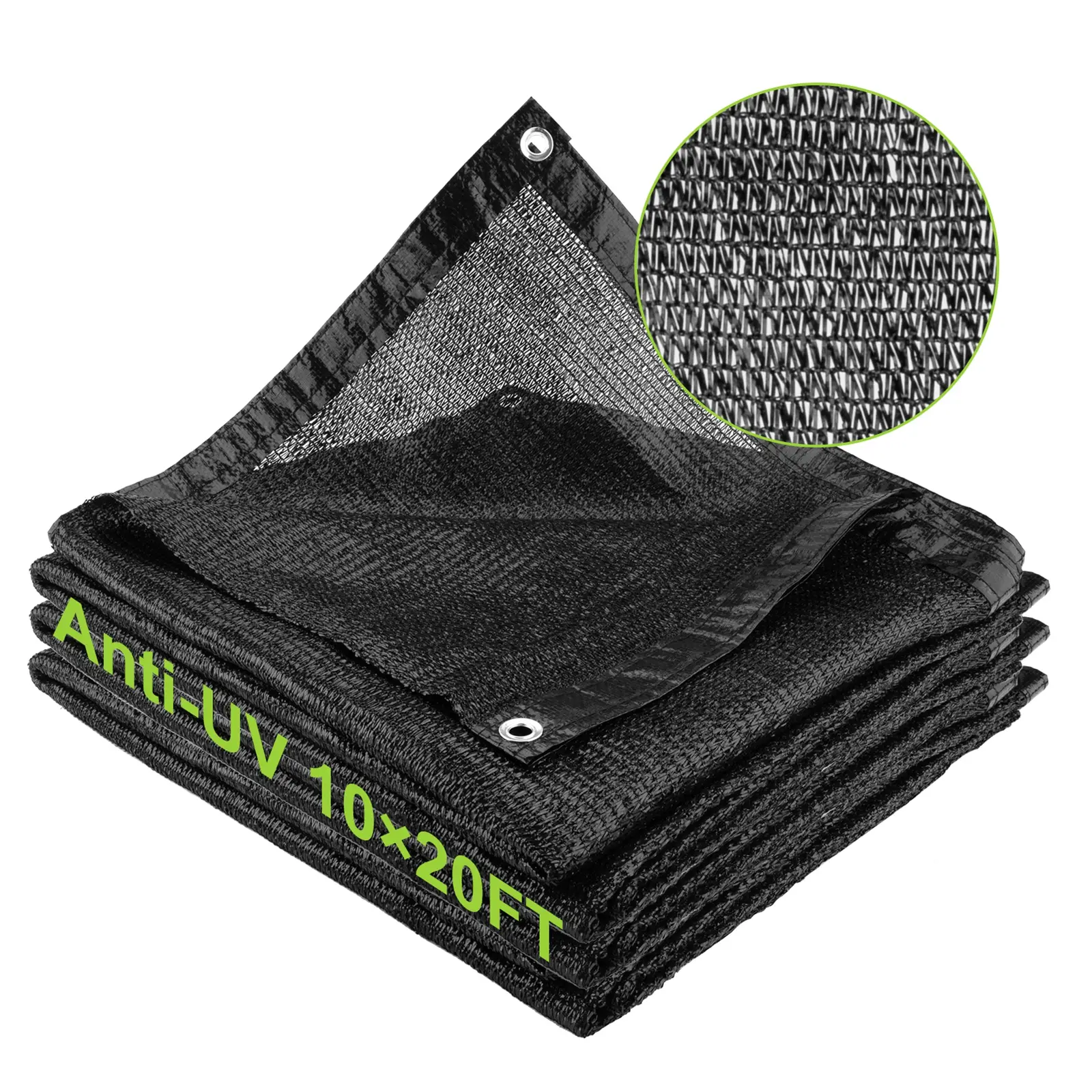 Shade Cloth, 60% Sunblock 10 x 20 ft Sun Shade Sail for Garden Patio Plants Pergola Greenhouse Deck Yard Pool, Black